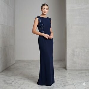 Aidan Mattox Sequin Bodice Maxi Gown Ball Wedding Formal